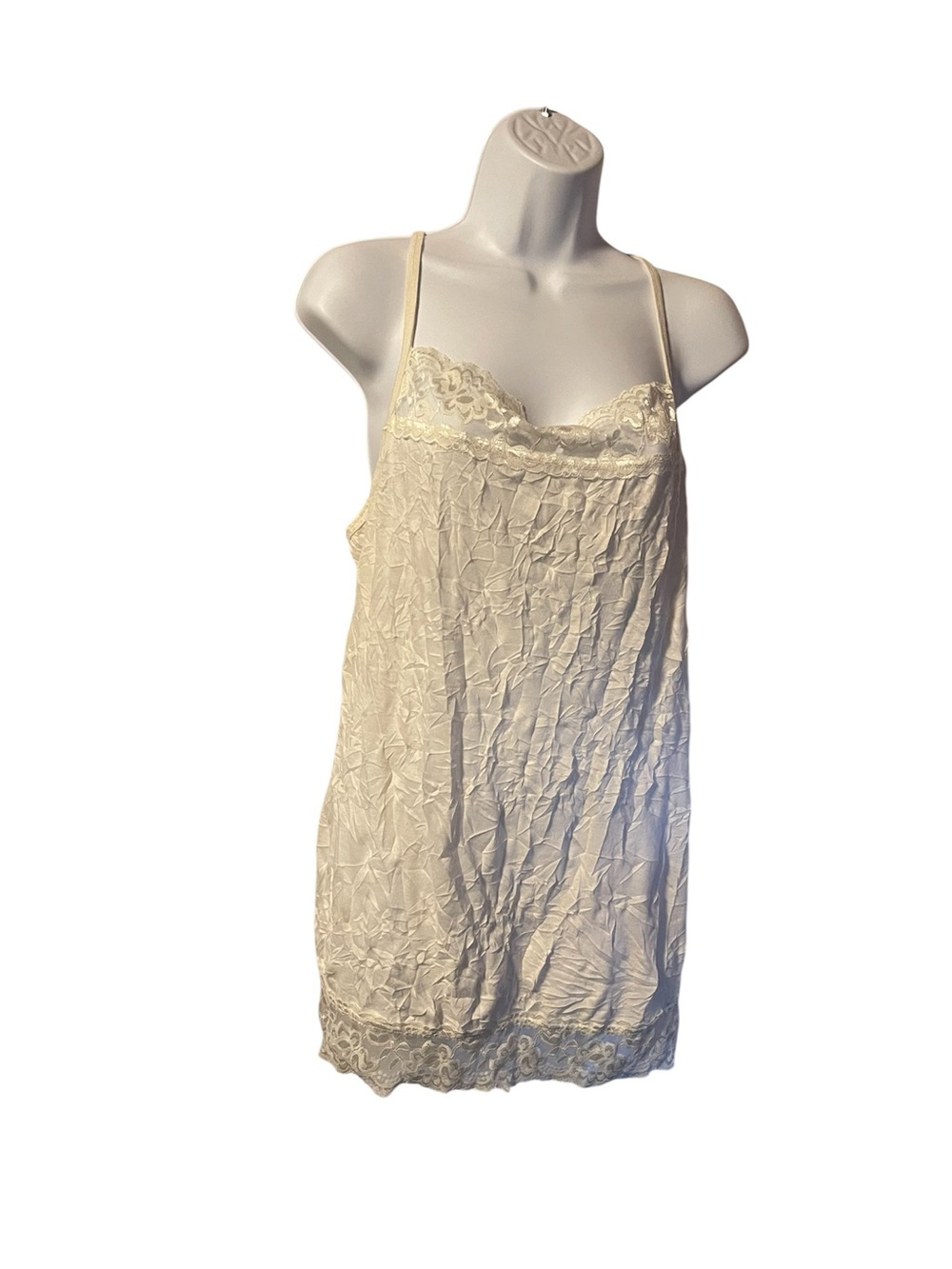 Y2K Maurices Cream Lace-Trim Chemise Tank